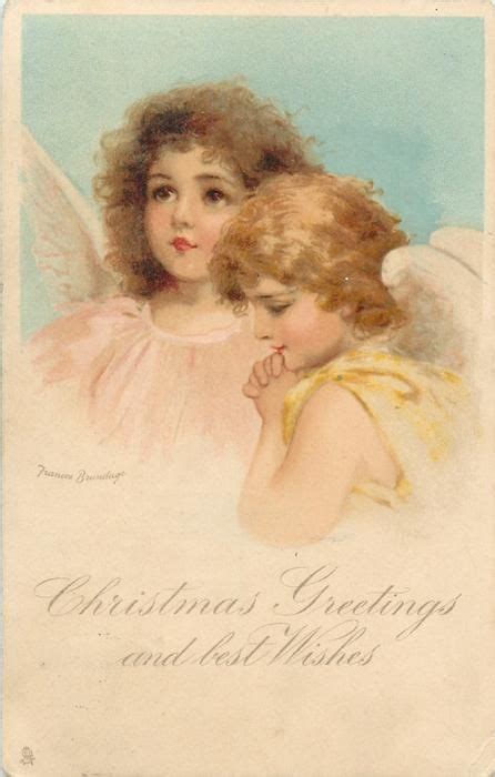 Christmas Greetings And Best Wishes Two Angels One Looks Up The Other