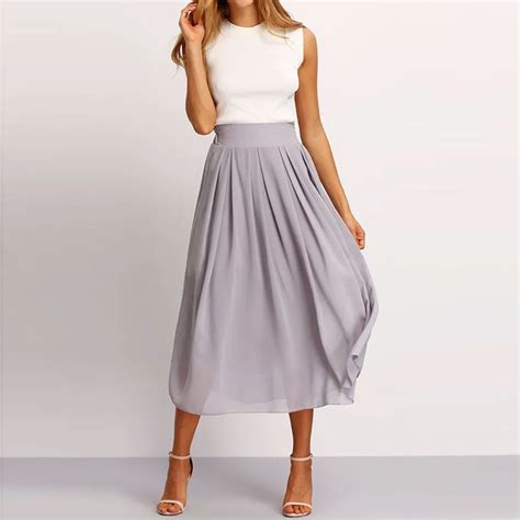 Modest Elegant Chiffon Skirts Women Custom Made Zipper Waistline A Line
