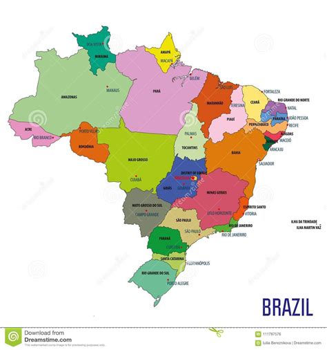 Mapa Político De Brasil Ilustração Do Vetor Ilustração De Vetor
