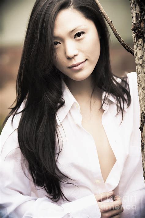 Young Beautiful Asian Woman Wearing White Mans Shirt Photograph By Joe Fox