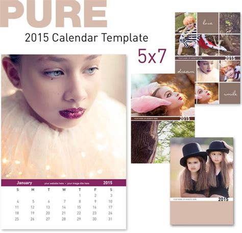 2015 Calendar Template Pure 5x7 12 Months Plus 4 By Evariccidesign