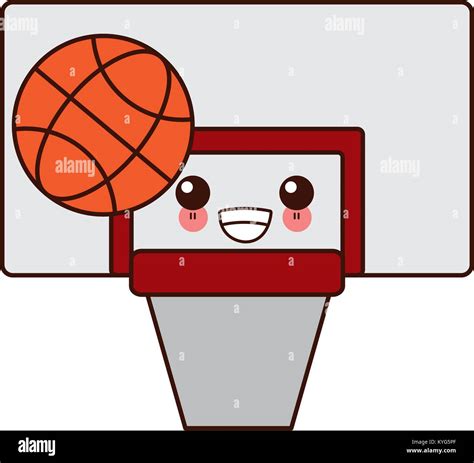 Símbolo Del Deporte Del Baloncesto Cute Kawaii Cartoon Imagen Vector De