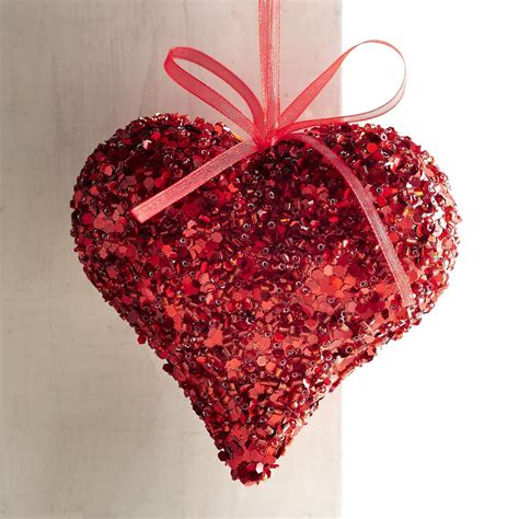 Red Beaded Heart Ornament Heart Ornament Valentine Decorations