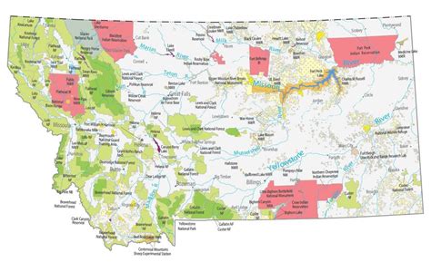 Montana State Map Places And Landmarks Gis Geography