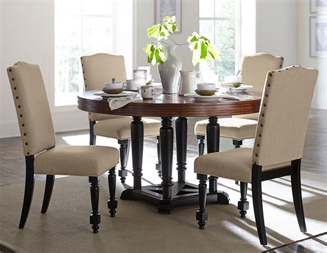 Drive 40 round pine wood and iron dining table, brown by lexmod (9) $775. Blossomwood Black/Beige 5-Piece Dining Set - RC Willey ...