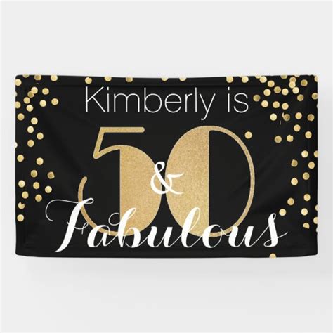 Fifty And Fabulous Gold 50th Birthday Party Banner