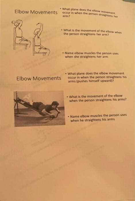 Solved Elbow Movements What Plane Does The Elbow Movement