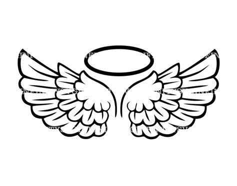 Angel Wings Halo Svg Clip Art Cartoon Outline Free Baby Simple Images