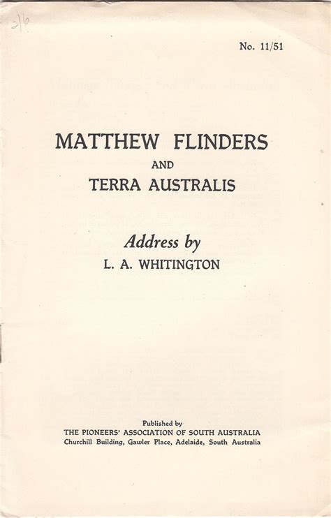 Lot Australia Printed History Of Matthew Flinders And Terra