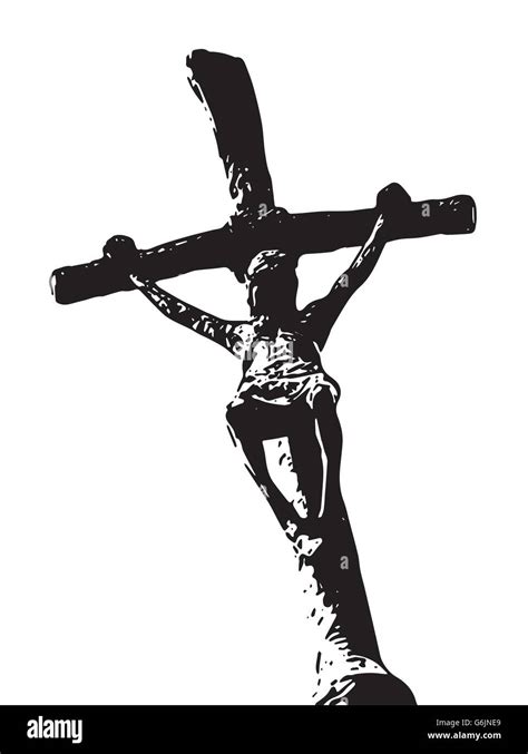 Crucifixion Of Jesus Christ Black And White Vector Graphic Spread Of