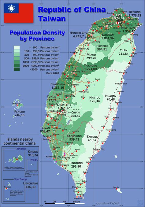 Auf der weltkarte, werden sie alle karten zu finden: Taiwan Karte Bevölkerungsdichte und Verwaltungsgliederung