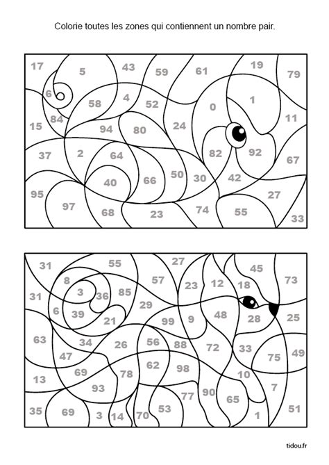 Coloriages magiques, les nombres pairs - tidou.fr