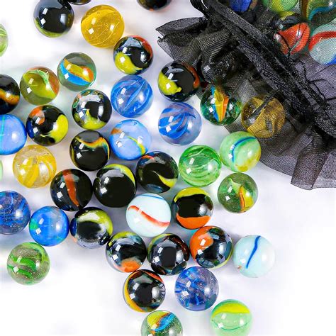 Poplay 60pcs Colorful Glass Marbles916 Inch Marbles Bulk For Kids
