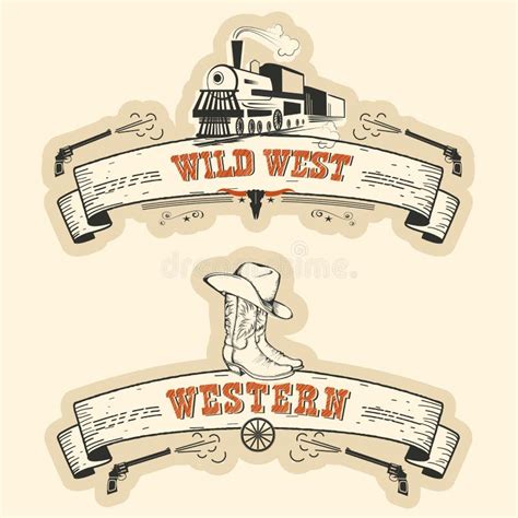 Set Of Cowboy Labels And Western Symbols Vector Decoration For Cowboy