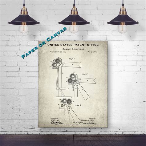 1889 Railway Semaphore Signal Patent Print Vintage Railroad Etsy