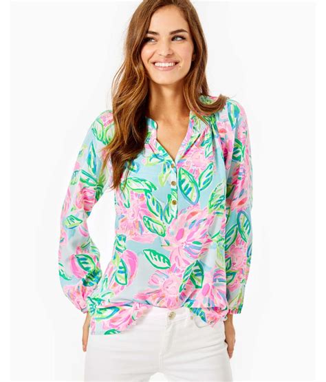 Elsa Silk Top In Multi Totally Blossom Lilly Pulitzer In 2020 Tops