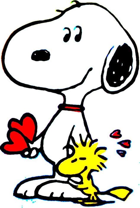 A Drawing Of A Snoopy Holding A Heart In One Hand And A Flower In The Other