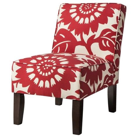 Oberon fireside high back wing chair lillie red fabric. Burke Armless Slipper Chair - Red Floral | Red accent ...