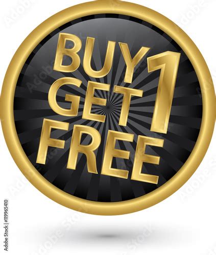 Buy 1 Get 1 Free Golden Label Vector Illustration Stock Image And