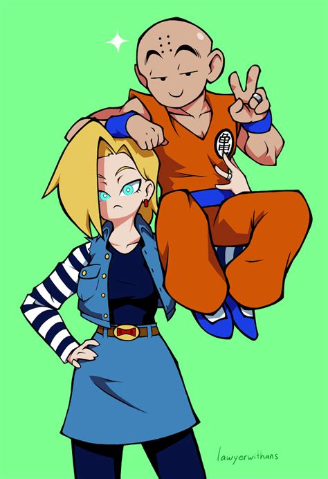 fanart of krillin and android 18 r dbz