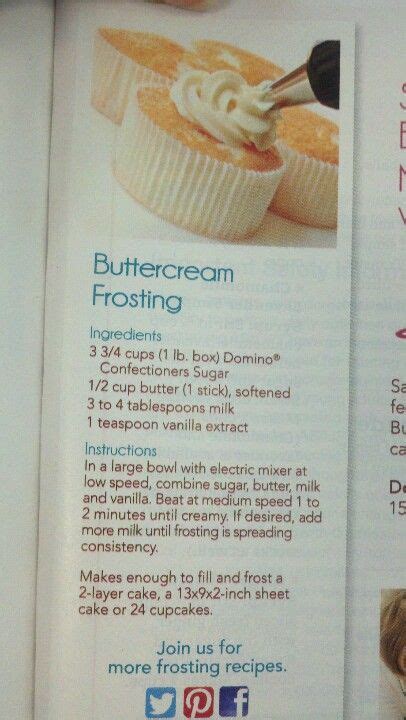 An Advertisement For Buttercream Frosting In A Recipe Book With