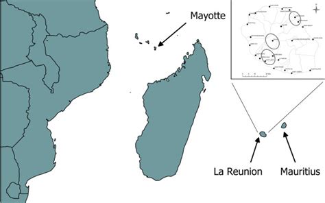 Map Of The Indian Ocean With The 3 Study Areas Mayotte Mauritius And