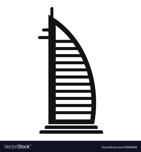 Dubai Burj Al Arab Icon Simple Style Royalty Free Vector