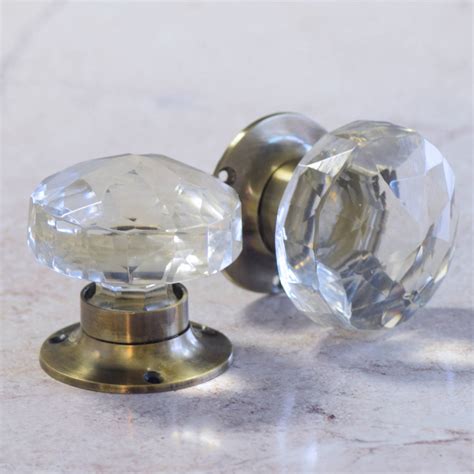 Antique Faceted Clear Glass Internal Mortice Door Knob By Pushka Home