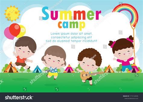 Kids Summer Camp Background Education Template Stock Vector Royalty
