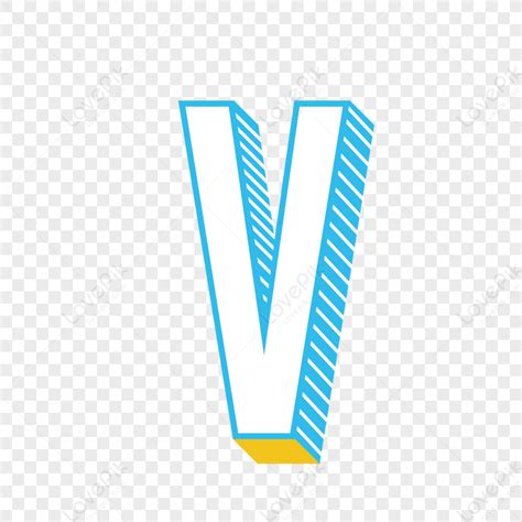 Stereo English Letter V Blue Yellow Light Yellow Blue Letter Png
