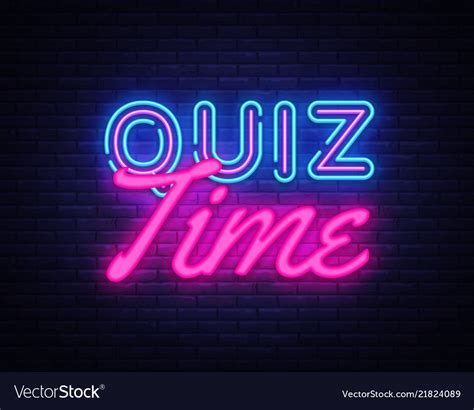 Quiz Time Neon Sign Pub Design Royalty Free Vector Image
