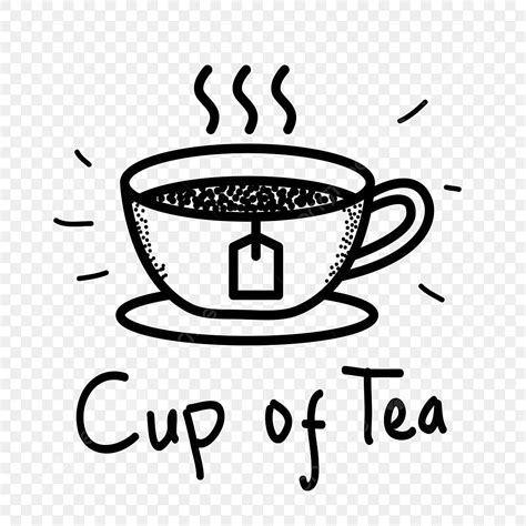Cup Of Tea Vector Illustration With Black And White Hand Drawn Style