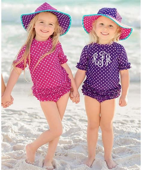 Little Girls Rash Guard Short Sleeve 2 Piece Swimsuit Set Polka Dot