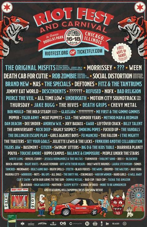 riot fest 2016 lineup announced feat morrissey sleater kinney deftones nas pursuit of dopeness
