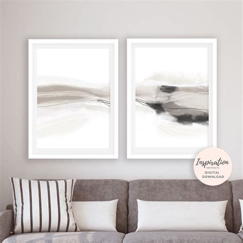 Neutral Abstract Art Set Of 2 Art Prints Large 24x36 Art Etsy