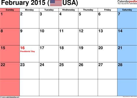 February 2015 Calendar Templates For Word Excel And Pdf