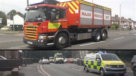 rare derbyshire fire and rescue major rescue unit emas hart responding youtube