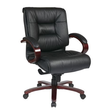 Executive office chairs leather wood. Pro-Line II Black Leather Mid Back Executive Office Chair ...