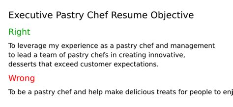 Top 18 Executive Pastry Chef Resume Objective Examples