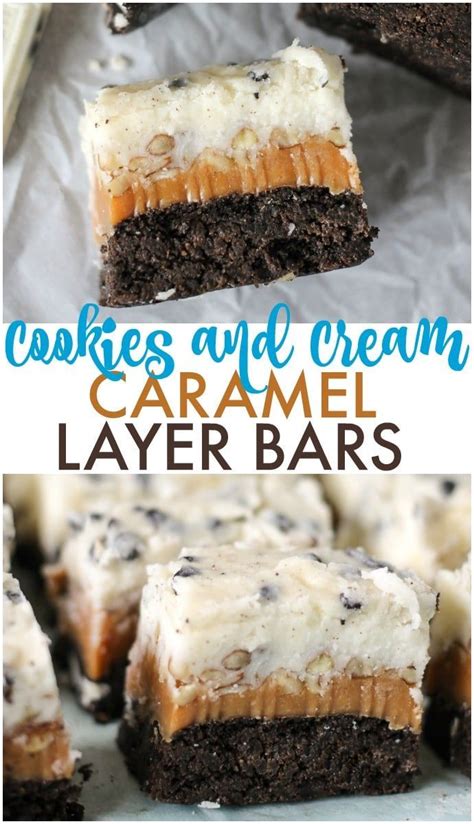 Each pack makes 12 big cookies so plan to pick up a few packs so your family to has plenty to bake, to make cookie ice cream sandwiches with, or just to eat a lot of cookie dough in one sitting. Cookies and Cream Caramel Layer Bars start with a layer of Pillsbury Cookies 'n Creme cookie ...
