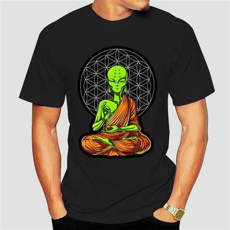 Espa O Masculino Alien Zen Yoga Medita O T Camisa Budismo Espiritual