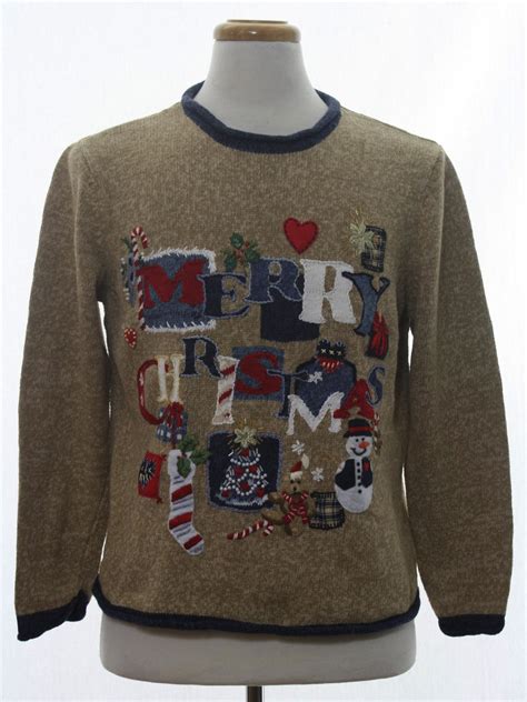 Ugly Christmas Sweater Missing Label Unisex Beige Background Cotton