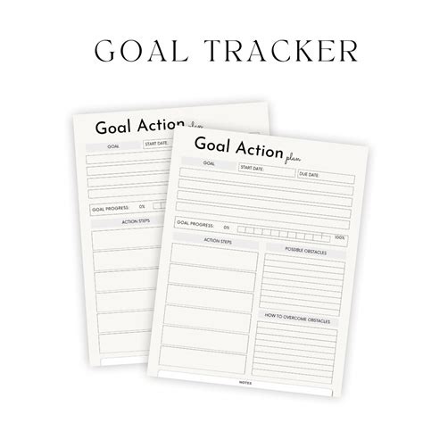 Goal Action Plan Monthly Goal Planner Printable Monthly Goal Etsy