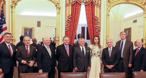 His Majesty King Abdullah Ii Accompanied By Her Majesty Queen Rania Al Abdullah Meets With