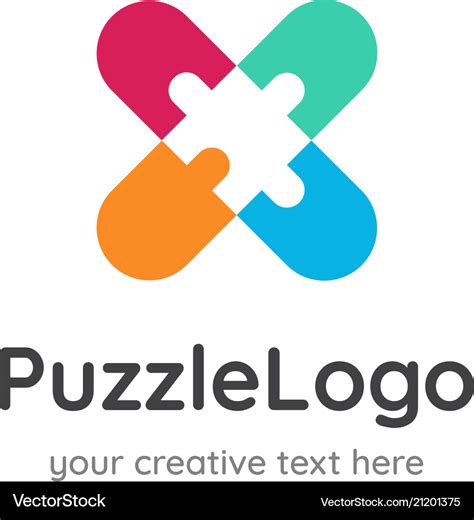 Puzzle Logo Design Negative Space Royalty Free Vector Image