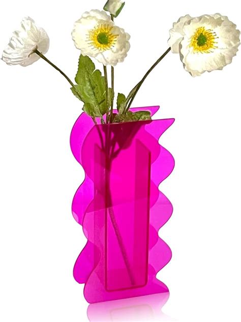 Bloflo Hot Pink Acrylic Vase 8 Inch Wave Shaped Acrylic