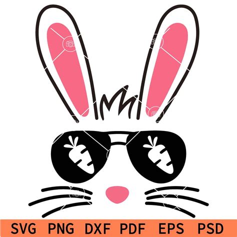 Easter Bunny Sunglasses Svg Bunny Head With Sunglasses Svg Carrot