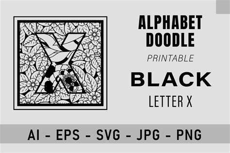 Letter X Black Alphabet Doodle Cutouts Graphic By Decoraz · Creative
