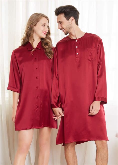 Momme Simple Silk Couple Nightshirts Night Shirt Clothes Mens