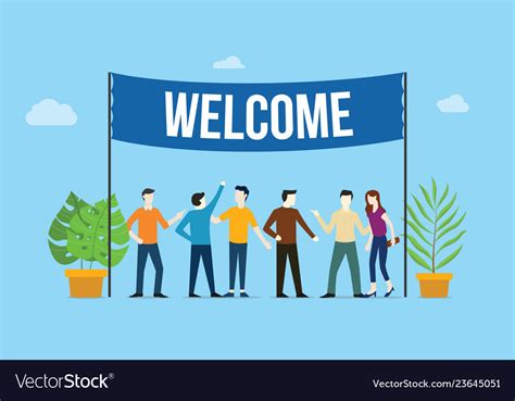 Welcome Sign Board Welcomes Concept With Business Vector Image